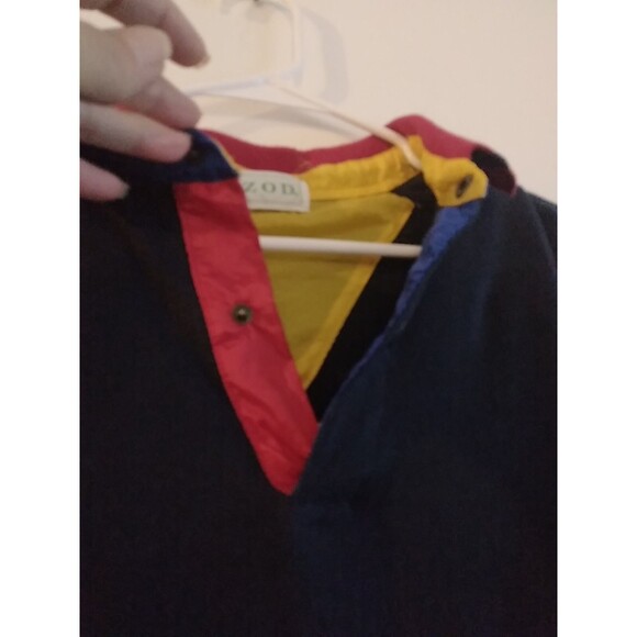 IZOD Shirt Men Blue Rugby Polo Preppy Cotton 80s VTG No Tag Read - Picture 2 of 5